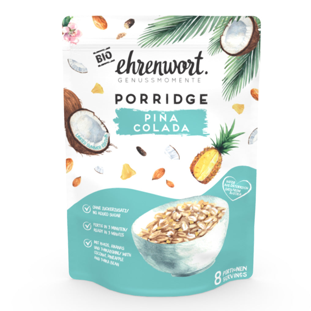 ehrenwort-BIO Pina Colada Porridge Vorderseite