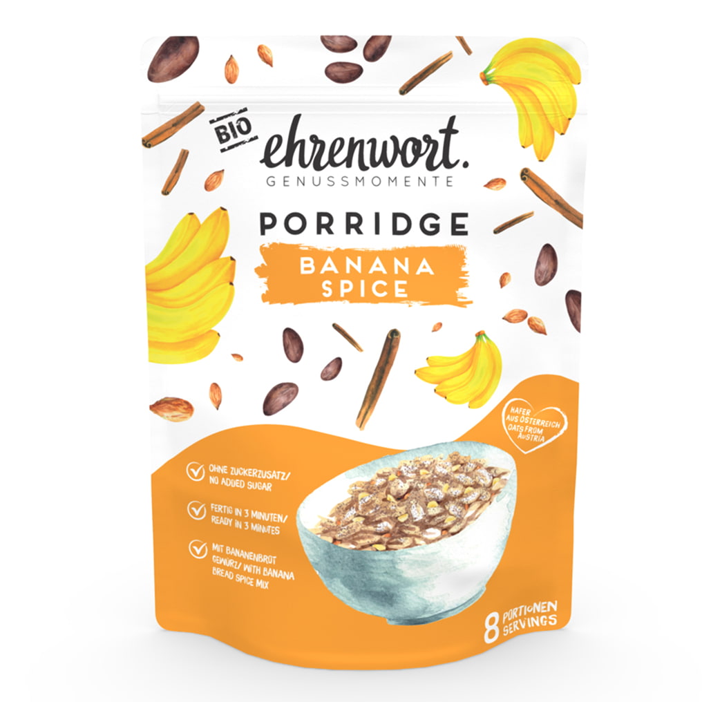 ehrenwort Bio Banana Spice Porridge Vorderseite