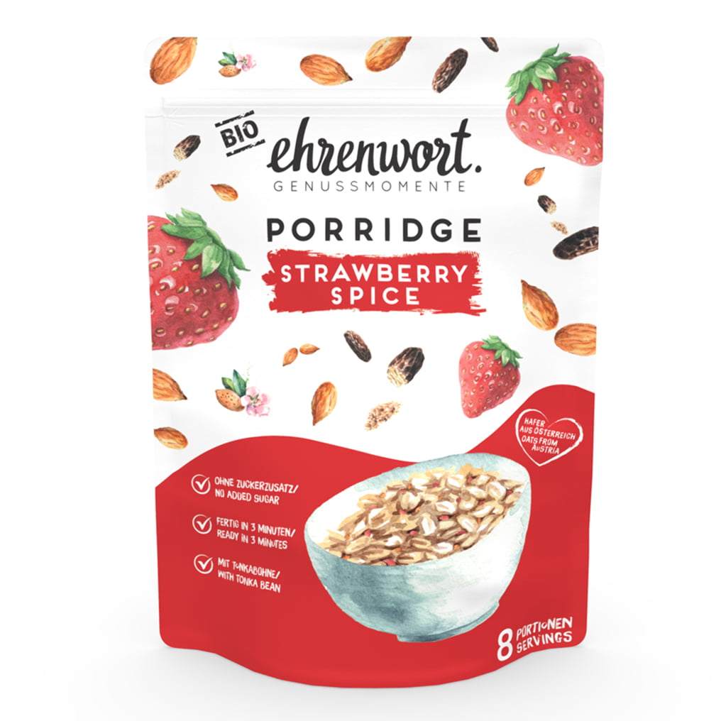 Bio Strawberry Spice Porridge Vorderseite
